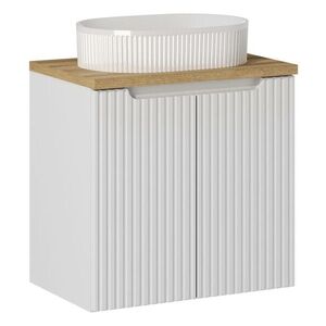 Imagine Set mobilier baie, dulap cu lavoar, 60 cm D Un Beyond, Nova White Oak, Comad, MDF/PAL laminat, alb mat