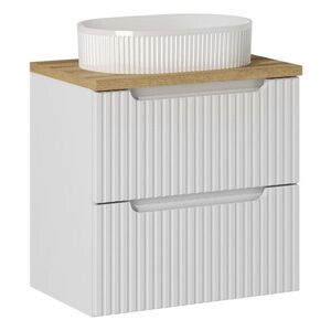 Imagine Set mobilier baie, dulap cu lavoar, 60 cm S Un Beyond, Nova White Oak, Comad, MDF/PAL laminat, alb mat