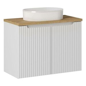 Imagine Set mobiler baie, dulap cu lavoar, 80 cm D Un Beyond, Nova White Oak, Comad, MDF/PAL laminat, alb mat