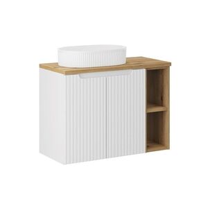 Imagine Set mobilier baie, dulap cu lavoar, 80 cm Beyond, Nova White Oak, Comad, MDF/PAL laminat, alb mat