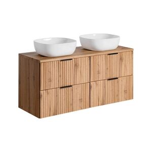 Imagine Set mobilier baie, dulap dublu si 2 lavoare, 120 cm Smile, Adel Oak, Comad, MDF/PAL laminat, stejar wotan