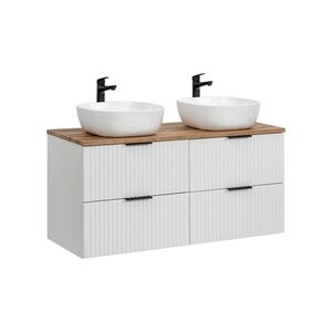 Imagine Set mobilier baie, dulap dublu si 2 lavoare, 120 cm, Adel White, Comad, MDF/PAL laminat, alb mat