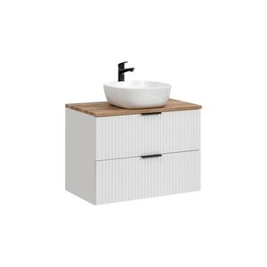 Imagine Set mobiler baie, dulap cu lavoar, 80 cm, Adel White, Comad, MDF/PAL laminat, alb mat