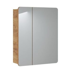Imagine Cabinet cu oglinda si 2 usi, Aruba White, Comad, 60x16x75 cm, PAL laminat, stejar craft gold