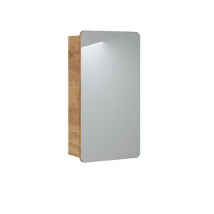 Imagine Cabinet cu oglinda si 1 usa, Aruba White, Comad, 40x16x75 cm, PAL laminat, stejar craft gold