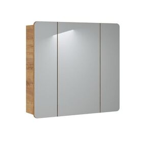 Imagine Cabinet cu oglinda si 3 usi, Aruba White, Comad, 80x16x75 cm, PAL laminat, stejar craft gold