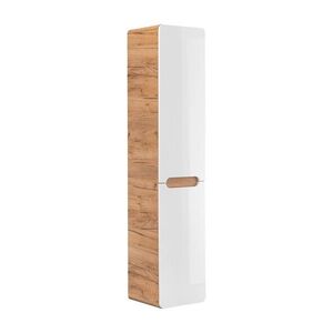 Imagine Dulap inalt cu cos de rufe integrat, cu fixare pe perete, Aruba White, Comad, 35x35x170 cm, MDF/PAL laminat, alb lucios/stejar craft gold