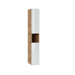 Imagine Dulap inalt cu usi, cu fixare pe perete, Aruba White, Comad, 25x39x170 cm, MDF/PAL laminat, alb lucios/stejar craft gold