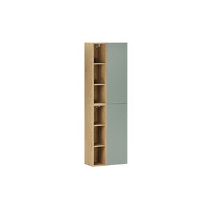 Imagine Set mobilier baie, dulap inalt cu usi si rafturi, 2SP 2UR, Aster Green, Comad, PAL laminat, verde mat/stejar cremona