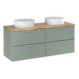 Imagine Set mobilier baie, dulap dublu si 2 lavoare, 120 cm Beyond, Aster Green Cremona, Comad, MDF/PAL laminat, verde mat
