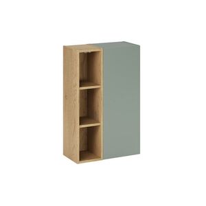 Imagine Set dulap suspendat pentru baie, 20x80 cm, Aster Green, Comad, PAL laminat, verde mat/stejar cremona