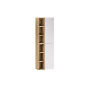 Imagine Set mobilier baie, dulap inalt cu usi si rafturi, 2SP 2UR, Aster White, Comad, PAL laminat, alb mat/stejar cremona