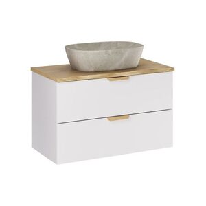 Imagine Set mobiler baie, dulap cu lavoar, 80 cm, Aster White Cremona, Comad, MDF/PAL laminat, alb mat