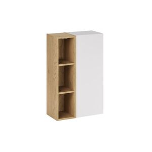 Imagine Set dulap suspendat pentru baie, 20x80 cm, Aster White, Comad, PAL laminat, alb mat/stejar cremona