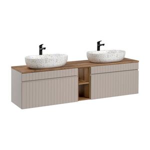 Imagine Set mobilier baie, dulap dublu si 2 lavoare, 180 cm Coast Evoke, Iconic Cashmere, Comad, MDF/PAL laminat, casmir mat