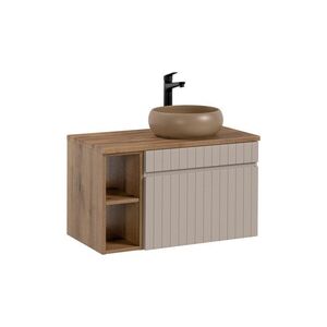 Imagine Set mobiler baie, dulap cu lavoar, 80 cm Wiki Coast Evoke, Iconic Cashmere Oak, Comad, MDF/PAL laminat, casmir mat