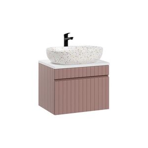 Imagine Set mobilier baie, dulap cu lavoar, 60 cm, Iconic Rose, Comad, MDF, roz antic