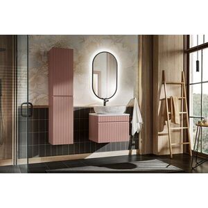 Imagine Set mobilier baie, dulap cu lavoar, dulap inalt si oglinda LED, 60 cm, Iconic Rose, Comad, MDF, roz antic