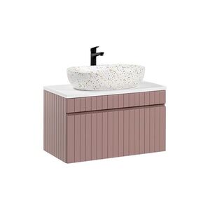 Imagine Set mobiler baie, dulap cu lavoar, 80 cm, Iconic Rose, Comad, MDF, roz antic