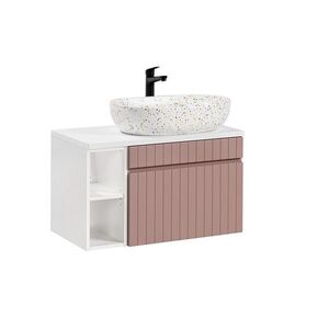 Imagine Set mobiler baie, dulap cu lavoar, 80 cm, Iconic Rose, Comad, MDF/PAL laminat, alb