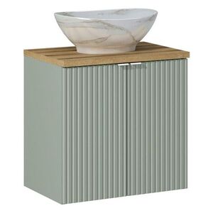 Imagine Set mobiler baie, dulap cu lavoar, 60 cm D Un Pati, Line Reed Green Oak, Comad, MDF/PAL laminat, verde reed