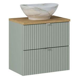 Imagine Set mobiler baie, dulap cu lavoar, 60 cm S Un Pati, Line Reed Green Oak, Comad, MDF/PAL laminat, verde reed