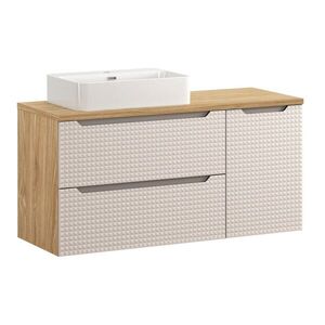Imagine Set mobilier baie, dulap dublu cu lavoar, 120 cm S Un Trust , Luxor Beige, Comad, MDF/PAL laminat, stejar