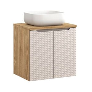 Imagine Set mobiler baie, dulap cu lavoar, 60 cm D Un Nika, Luxor Beige, Comad, MDF/PAL laminat, stejar