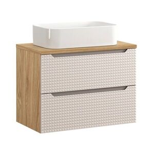 Imagine Set mobiler baie, dulap cu lavoar, 80 cm S Un Kati, Luxor Beige, Comad, MDF/PAL laminat, stejar