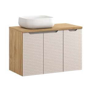 Imagine Set mobilier baie, dulap dublu cu lavoar, 90 cm D Un Nika, Luxor Beige, Comad, MDF/PAL laminat, stejar