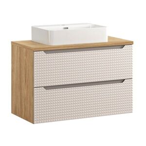 Imagine Set mobiler baie, dulap cu lavoar, 90 cm Trust, Luxor Beige, Comad, MDF/PAL laminat, stejar