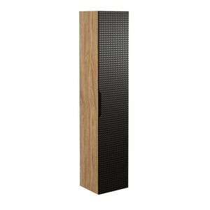 Imagine Dulap inalt cu usa, cu fixare pe perete, Luxor Black, Comad, 35x33x170 cm, MDF/PAL laminat, negru mat/stejar