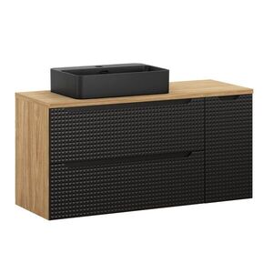 Imagine Set mobilier baie, dulap dublu cu lavoar, 120 cm Trust, Luxor Black, Comad, MDF/PAL laminat, negru mat/stejar