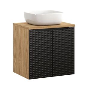 Imagine Set mobiler baie, dulap cu lavoar, 60 cm Smile, Luxor Black, Comad, MDF/PAL laminat, negru mat/stejar