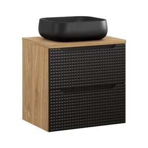 Imagine Set mobiler baie, dulap cu lavoar, 60 cm Nika, Luxor Black, Comad, MDF/PAL laminat, negru mat/stejar