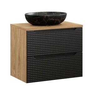 Imagine Set mobiler baie, dulap cu lavoar, 70 cm, Luxor Black, Comad, MDF/PAL laminat, negru mat/stejar