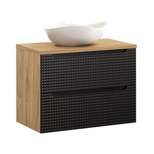 Imagine Set mobiler baie, dulap cu lavoar, 80 cm, Luxor Black, Comad, MDF/PAL laminat, negru mat/stejar