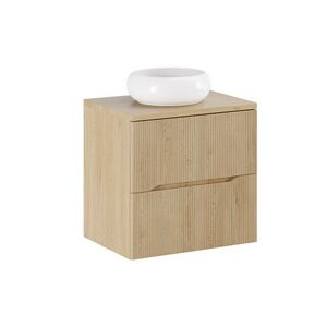 Imagine Set mobiler baie, dulap cu lavoar, 60 cm Wiki, Nordic Cremona, Comad, MDF/PAL laminat, stejar cremona