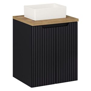 Imagine Set mobiler baie, dulap cu lavoar, 50 cm D Un Gaja, Nova Black Oak, Comad, MDF/PAL laminat, negru mat
