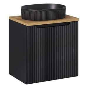 Imagine Set mobiler baie, dulap cu lavoar, 60 cm D Un Beyond, Nova Black Oak, Comad, MDF/PAL laminat, negru mat