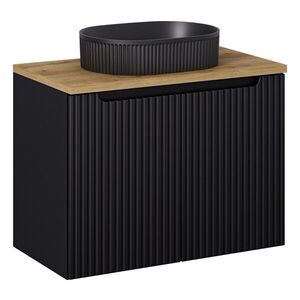 Imagine Set mobiler baie, dulap cu lavoar, 80 cm D Un Beyond, Nova Black Oak, Comad, MDF/PAL laminat, negru mat