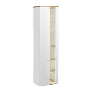 Imagine Dulap inalt cu usi, cu fixare pe perete, Bahama White, Comad, 45x33x170 cm, MDF/PAL laminat, alb/stejar wotan