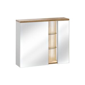 Imagine Cabinet cu oglinda si 2 usi, Bahama White, Comad, 80x20x70 cm, PAL laminat, alb/stejar wotan