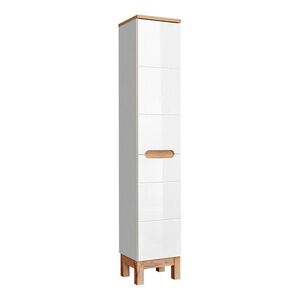 Imagine Dulap inalt cu usi, Bali White, Comad, 35x33x187 cm, MDF/PAL laminat, alb lucios/alb mat
