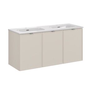 Imagine Set mobilier baie, dulap cu lavoar dublu, 120 cm, Bella Cashmere, Comad, MDF/PAL laminat, casmir mat