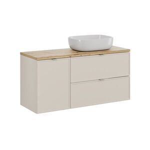 Imagine Set mobilier baie, dulap, cos de rufe integrat si lavoar, 120 cm Artisan Smile, Bella Cashmere, Comad, MDF/PAL laminat, casmir mat