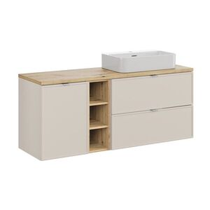 Imagine Set mobilier baie, dulap, cos de rufe integrat si lavoar, 140 cm Artisan Trust, Bella Cashmere, Comad, MDF/PAL laminat, casmir mat