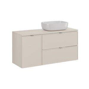 Imagine Set mobilier baie, dulap, cos de rufe integrat si lavoar, 120 cm Smile, Bella Cashmere, Comad, MDF/PAL laminat, casmir mat