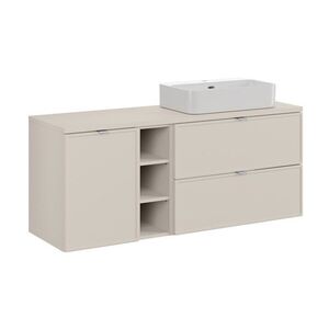 Imagine Set mobilier baie, dulap, cos de rufe integrat si lavoar, 140 cm Trust, Bella Cashmere, Comad, MDF/PAL laminat, casmir mat