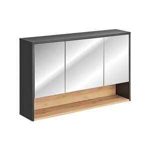 Imagine Cabinet cu oglinda si 3 usi, Borneo Cosmos, Comad, 120x25x75 cm, PAL laminat, gri
